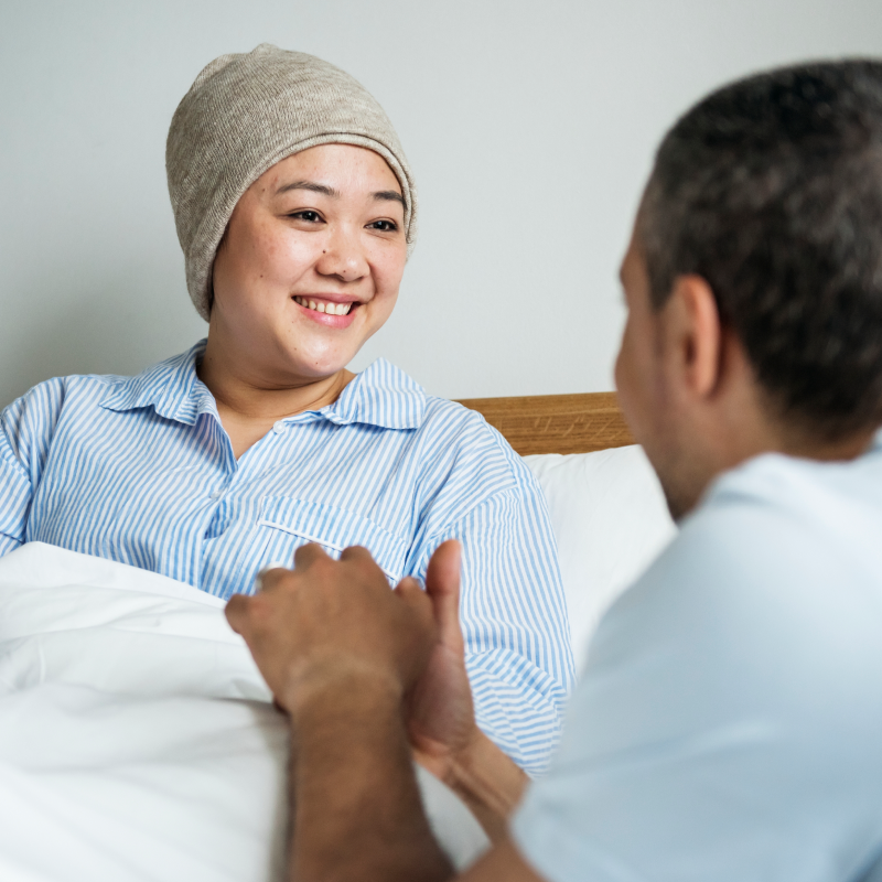 A patient talking with a family member