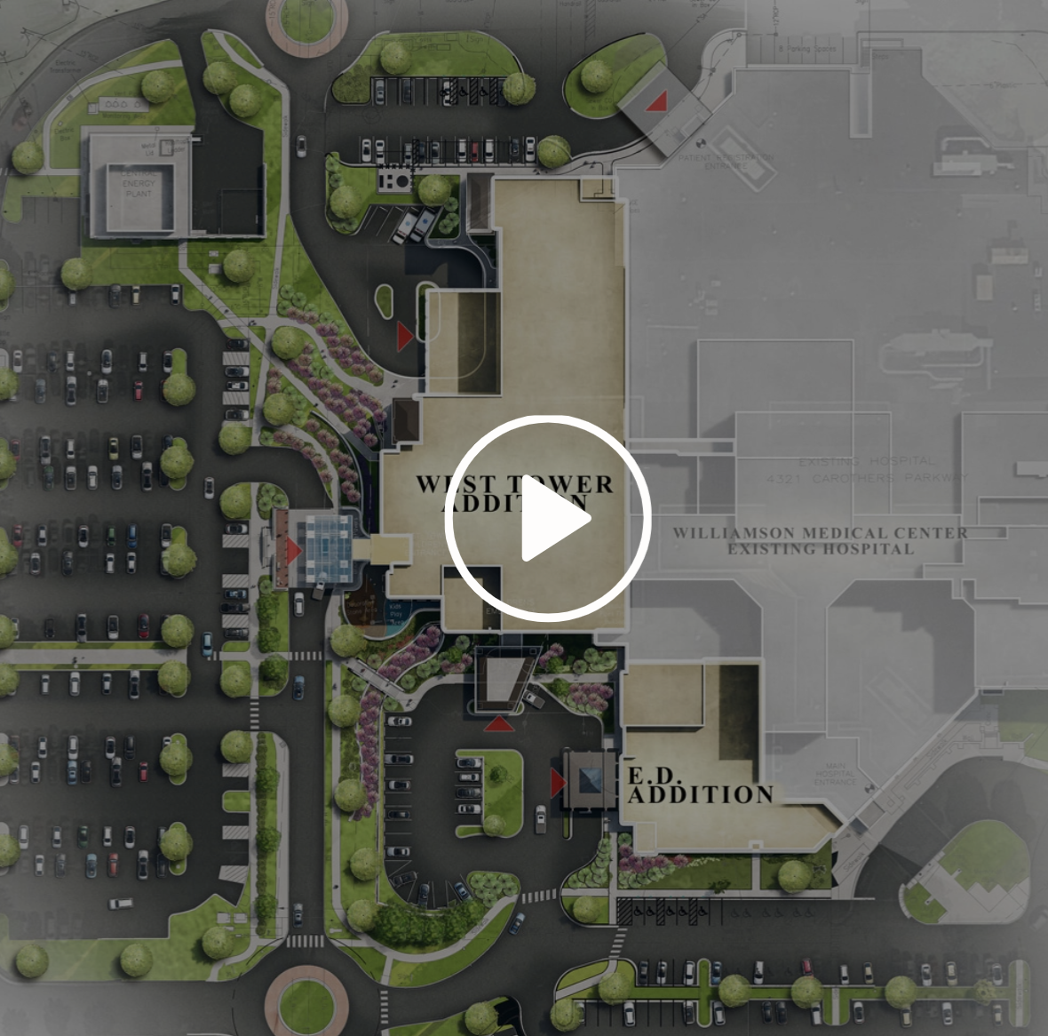 Overhead map of the Williamson Medical Center Expansion