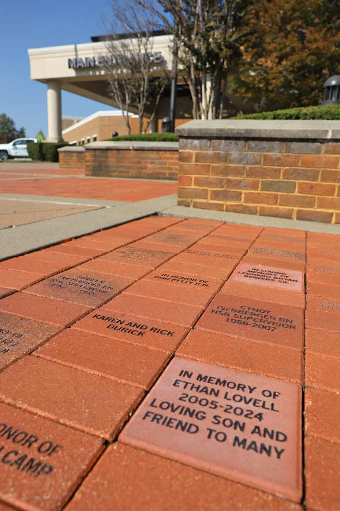 Memorial bricks outside Williamson Health