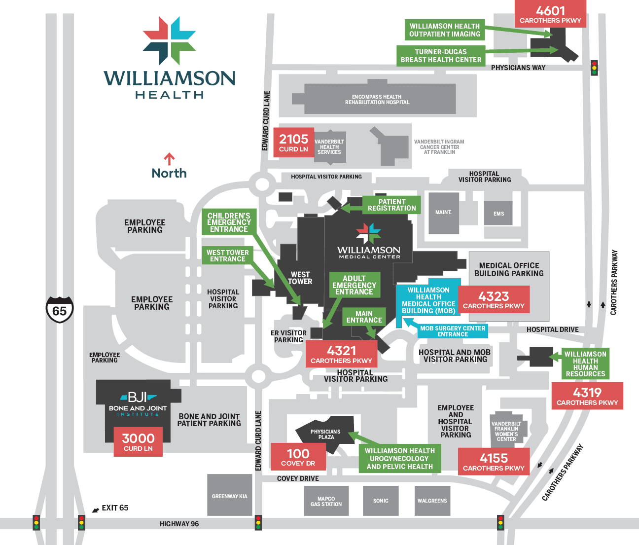 Williamson Health parking map